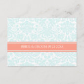 Cartes de direction mariage Aqua Coral Damask (Dos)