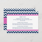 Cartes de direction mariage Bleu Hot rose Chevron (Devant / Derrière)