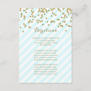 Cartes de direction Mariage Blue Gold Stripes