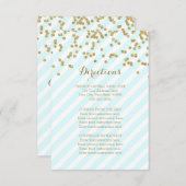 Cartes de direction Mariage Blue Gold Stripes (Devant / Derrière)