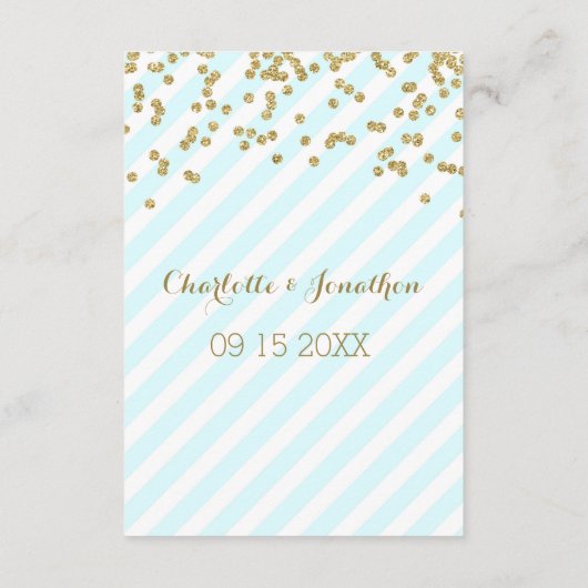 Cartes de direction Mariage Blue Gold Stripes (Dos)