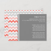 Cartes de direction mariage Coral Grey Chevron (Devant / Derrière)