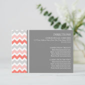 Cartes de direction mariage Coral Grey Chevron (Debout devant)