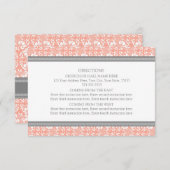 Cartes de direction mariage Coral Grey Damask (Devant / Derrière)