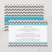 Cartes de direction mariage Gris Bleu Chevron (Devant / Derrière)