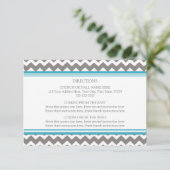 Cartes de direction mariage Gris Bleu Chevron (Debout devant)