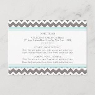 Cartes de direction mariage Gris Bleu Chevron