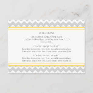 Cartes de direction mariage Gris Jaune Chevron