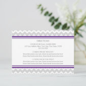 Cartes de direction mariage Gris pourpre Chevron (Debout devant)