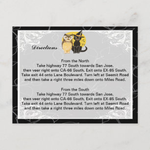 Cartes de direction Mariage Halloween Chat & Owl