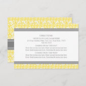 Cartes de direction mariage Lemon Grey Damask (Devant / Derrière)