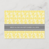 Cartes de direction mariage Lemon Grey Damask (Dos)