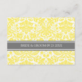 Cartes de direction mariage Lemon Grey Damask (Dos)