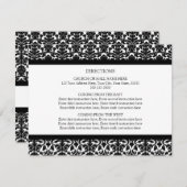 Cartes de direction mariage noir et blanc Damas (Devant / Derrière)