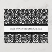 Cartes de direction mariage noir et blanc Damas (Dos)