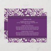 Cartes de direction mariage Plum Damask (Devant / Derrière)