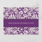 Cartes de direction mariage Plum Damask (Dos)