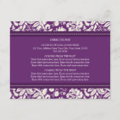 Cartes de direction mariage Plum Damask (Devant)