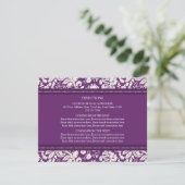 Cartes de direction mariage Plum Damask (Debout devant)