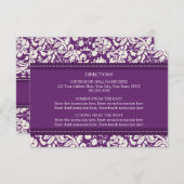 Cartes de direction mariage Plum Damask (Devant / Derrière)