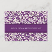 Cartes de direction mariage Plum Damask (Dos)