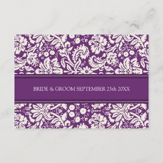 Cartes de direction mariage Plum Damask (Dos)