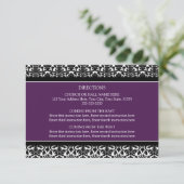 Cartes de direction mariage Plum noir Damas (Debout devant)