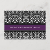 Cartes de direction mariage Plum noir Damas (Dos)