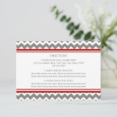 Cartes de direction mariage Red Grey Chevron (Debout devant)