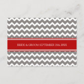 Cartes de direction mariage Red Grey Chevron (Dos)