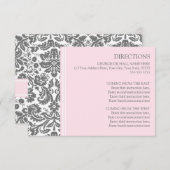 Cartes de direction mariage rose gris Damas (Devant / Derrière)