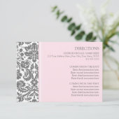 Cartes de direction mariage rose gris Damas (Debout devant)