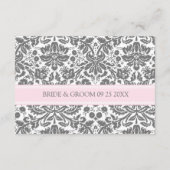 Cartes de direction mariage rose gris Damas (Dos)