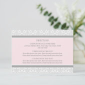 Cartes de direction mariage rose gris Damas (Debout devant)