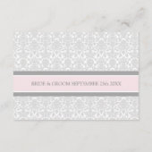 Cartes de direction mariage rose gris Damas (Dos)