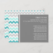 Cartes de direction mariage Turquoise Gris Chevron (Devant / Derrière)