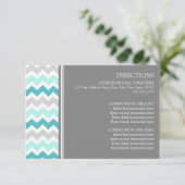Cartes de direction mariage Turquoise Gris Chevron (Debout devant)