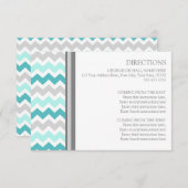 Cartes de direction mariage Turquoise Gris Chevron (Devant / Derrière)