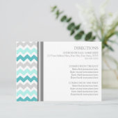 Cartes de direction mariage Turquoise Gris Chevron (Debout devant)