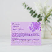 Cartes de direction personnalisées à fleurs violet (Debout devant)