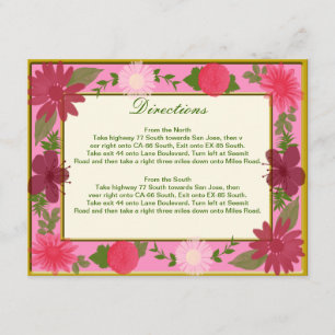 Cartes de direction personnalisées Fleurs roses
