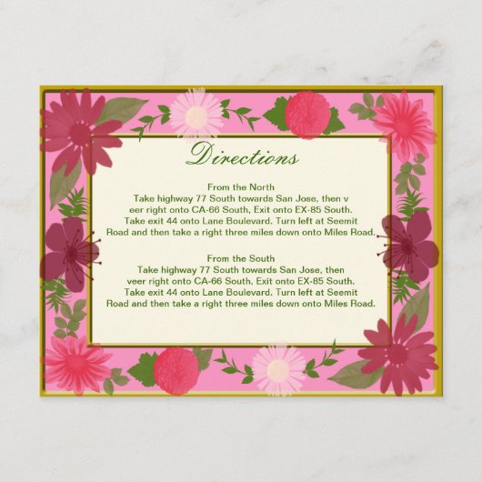 Cartes de direction personnalisées Fleurs Roses (Devant)