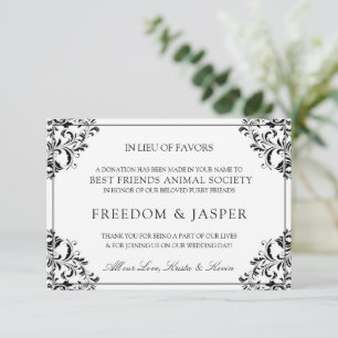 Cartes de don élégantes pour mariage   Noir