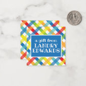 Cartes de don incluses Criss Cross primaires (Devant/Arrière en situation)