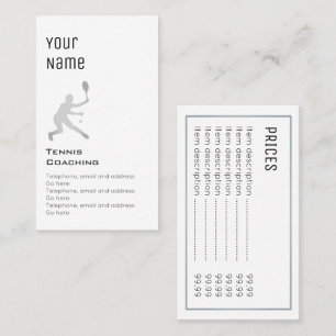 Cartes de entraînement des prix de tennis