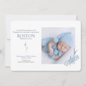 Cartes de Faire-part Bébé Bleu Coeurs (Devant)