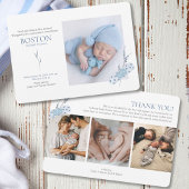 Cartes de Faire-part Bébé Bleu Coeurs