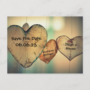 Cartes de Faire-Part Bois Rustique Coeurs