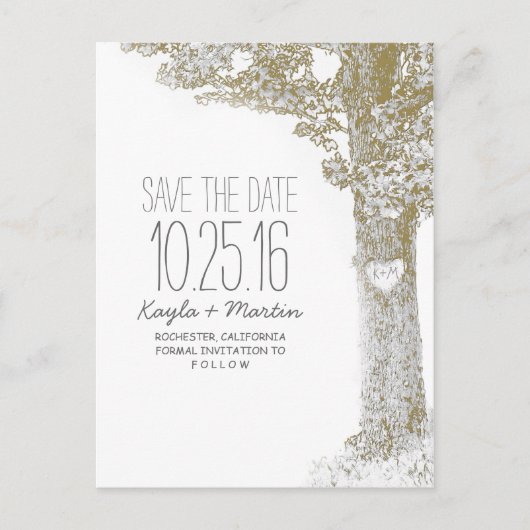 Cartes de faire-part de date de mariage arbre d'am (Devant)