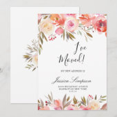 Cartes de Faire-part de déménagement Floral Douce (Devant / Derrière)